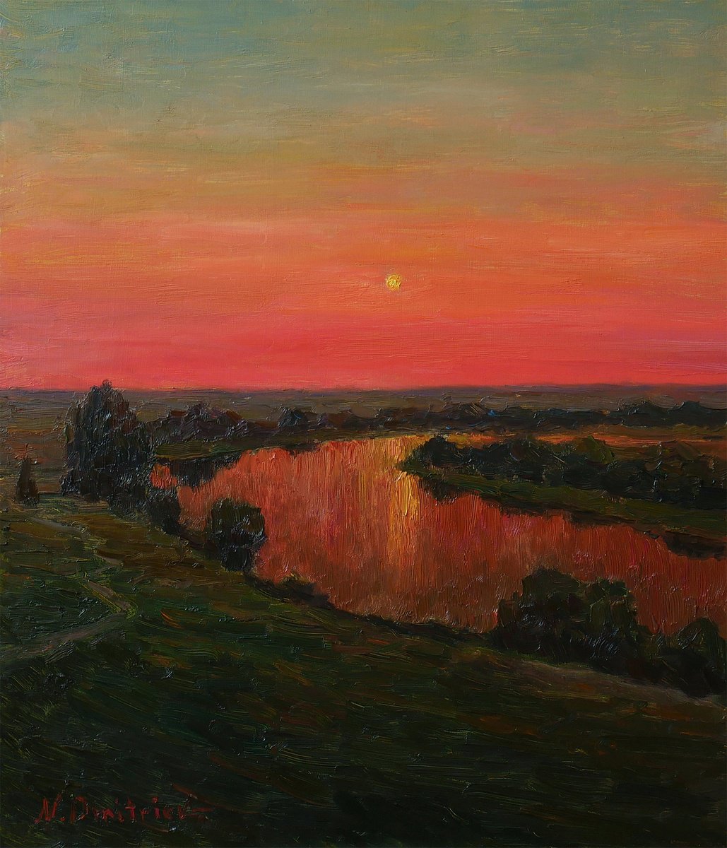 The setting Sun - sunset painting by Nikolay Dmitriev