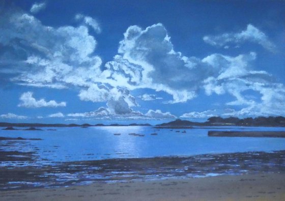 Moonlit harbour, St Mary's, Isles of Scilly