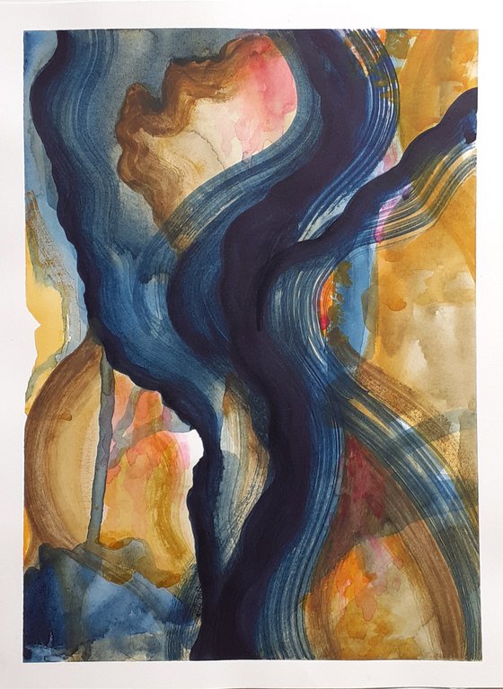 'Striations' Original Watercolour Abstract Painting approx. 9" x 12"