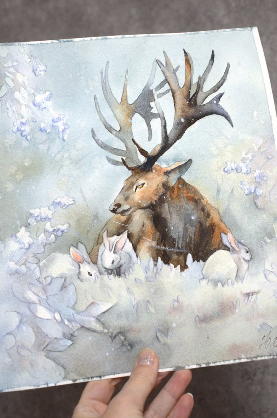 Snow in Christmas forest