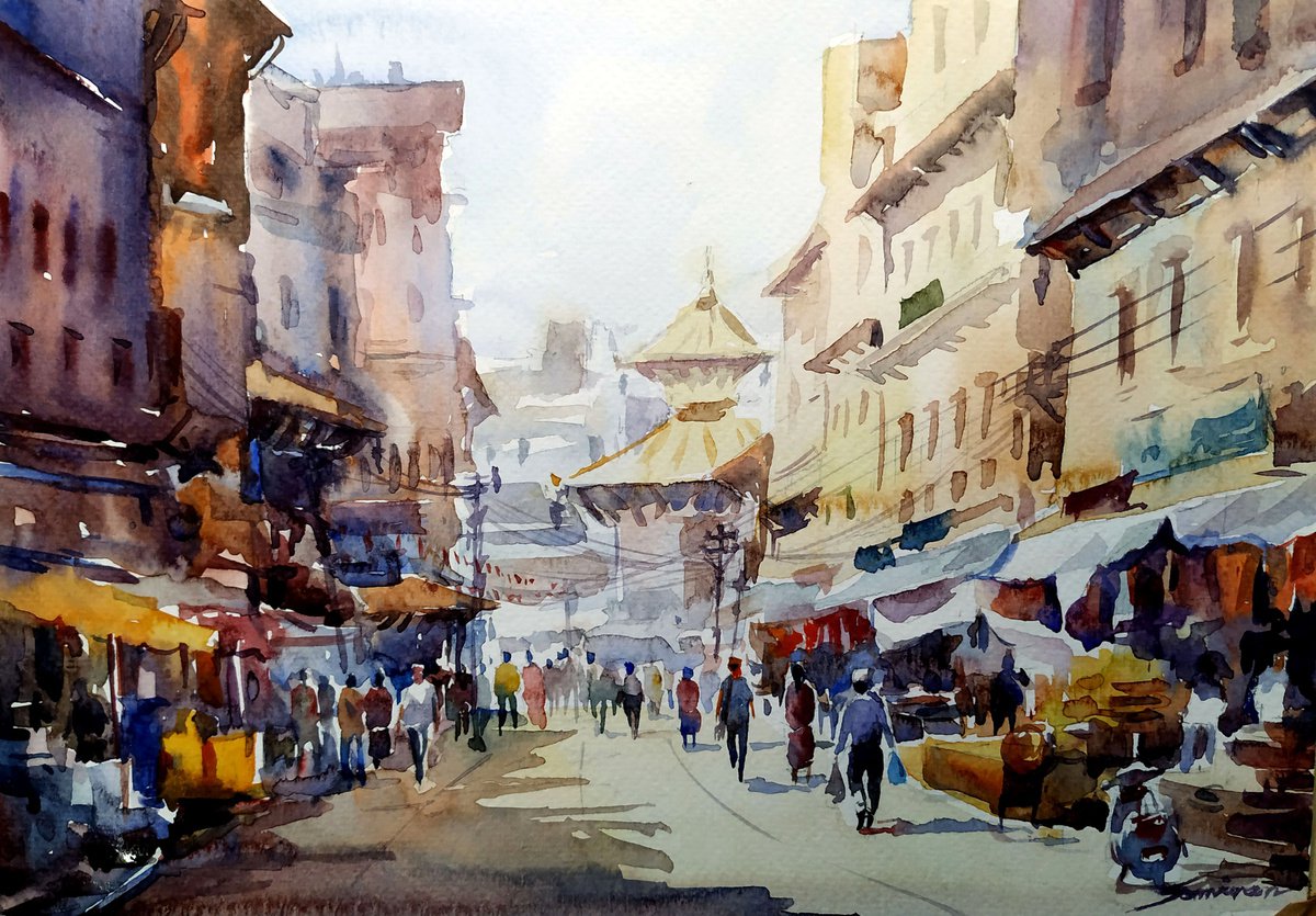 Busy Street in Kathmandu I by Samiran Sarkar