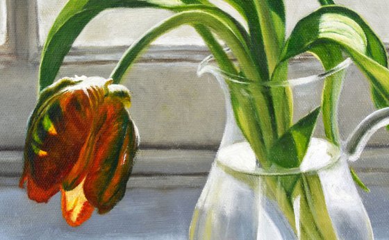A Jug of Parrot Tulips