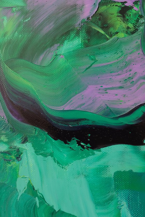 Light Green Dark Purple / Oil Painting 17