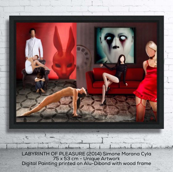 The Labyrinth of Pleasure | Digital Painting printed on Alu-Dibond with black wood frame | Unique Artwork | 2014 | Simone Morana Cyla | 75 x 53 cm | Art Gallery Quality | Published |