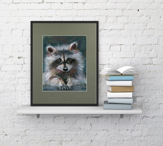 Raccoon portrait  (pastel)