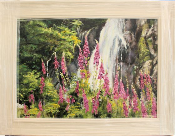 Foxgloves and Waterfall