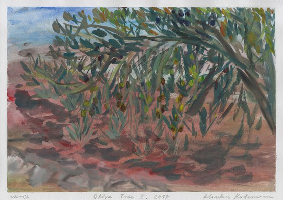 Olive Tree I, 2017, acrylic on paper, 20.9 x 29.5 cm
