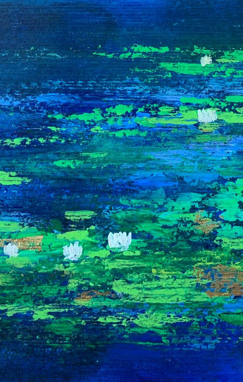 Abstract Water lily pond -3 ! A4 Painting on paper by Amita Dand