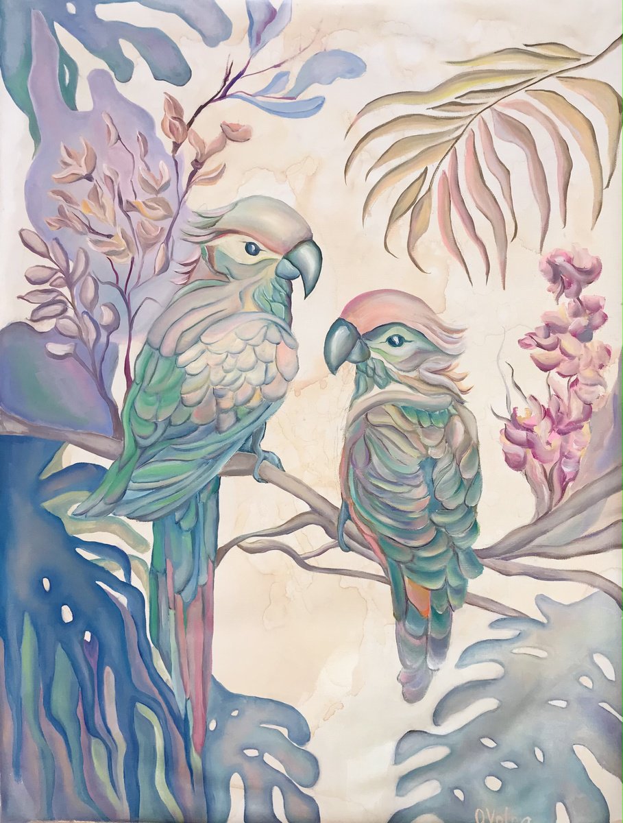 Pastel parrots by Olga Volna