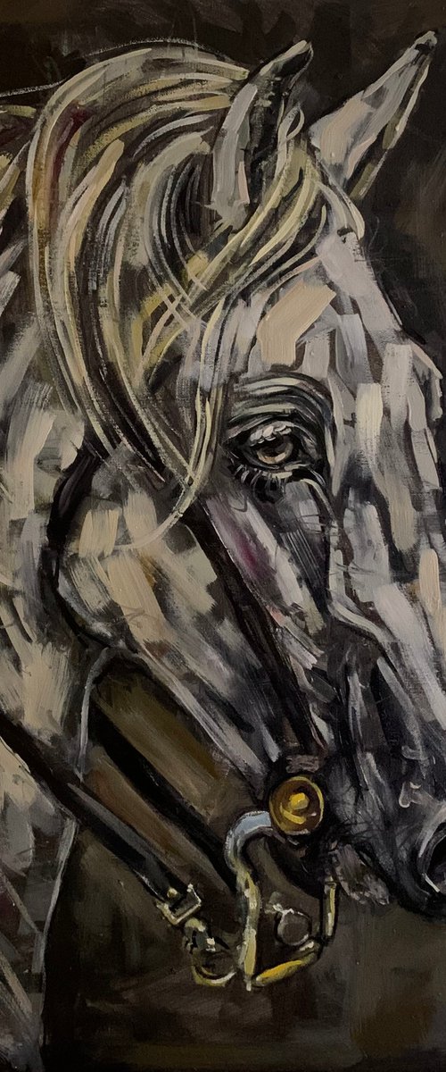 Horse oil painting by Emmanouil Nanouris