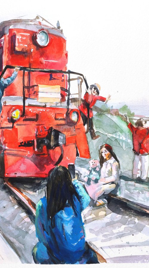 Red train by Elena Yuzefovich