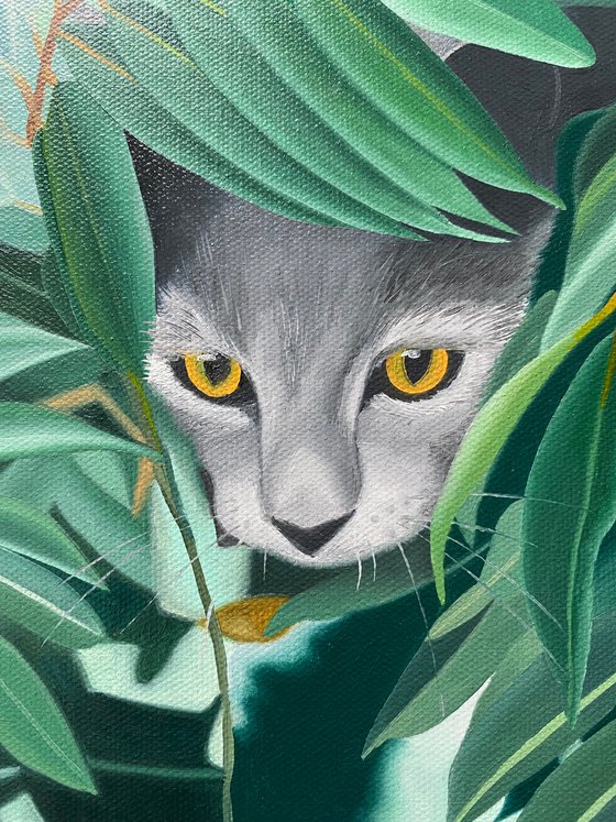 Cat In The Leaves