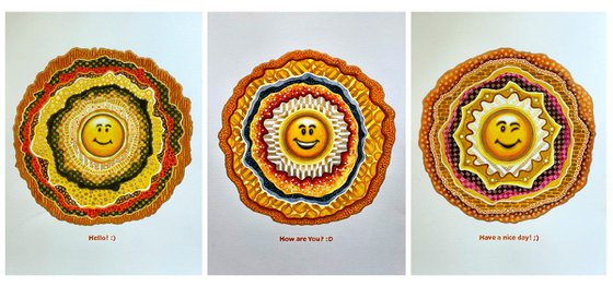 Smiley. Triptych.