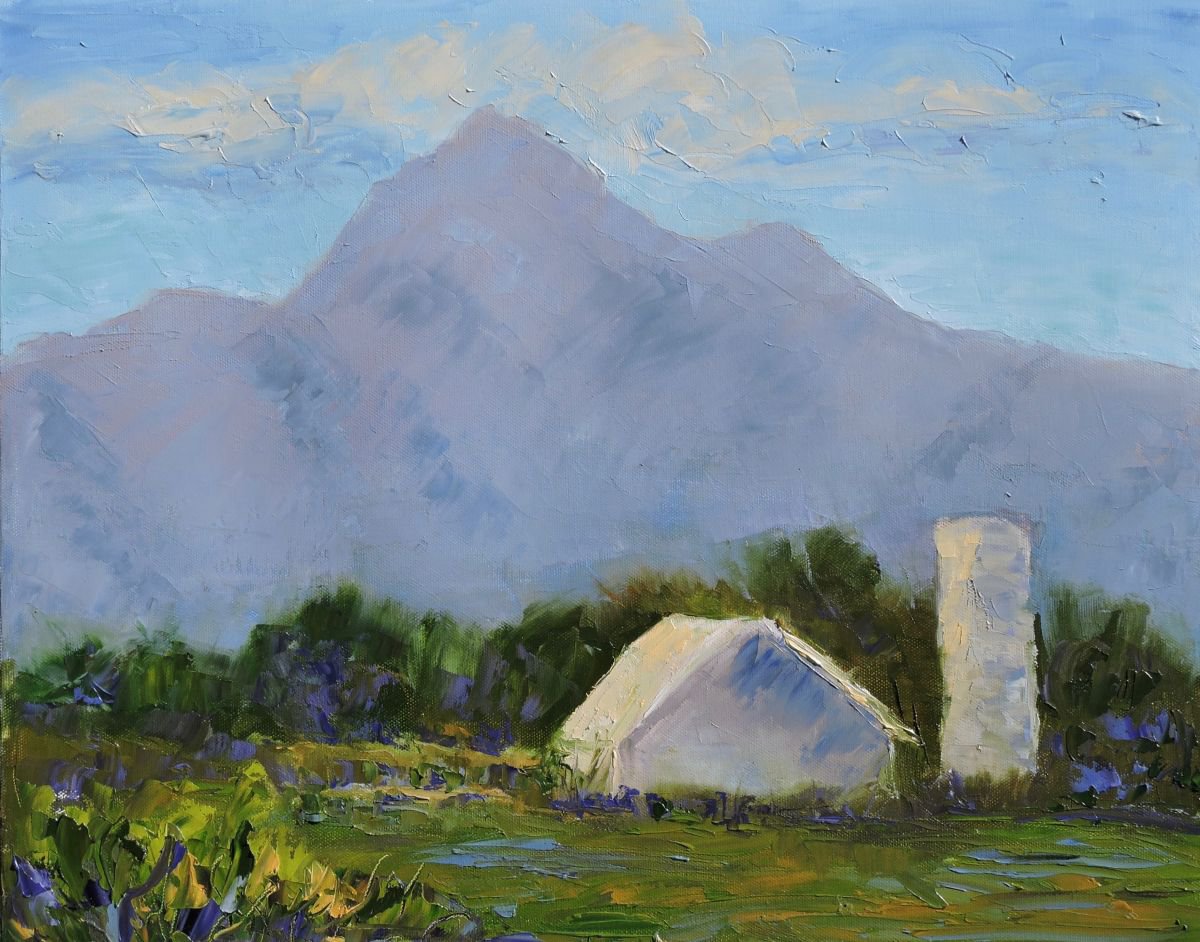 Barn and Silo in the Mountains by Linda Mooney