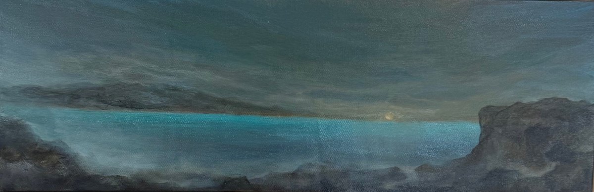 Impressionistic Landscape Acrylic Painting By Tamara Bettencourt, 24 X 8", Horizons Embrace, Original Artwork