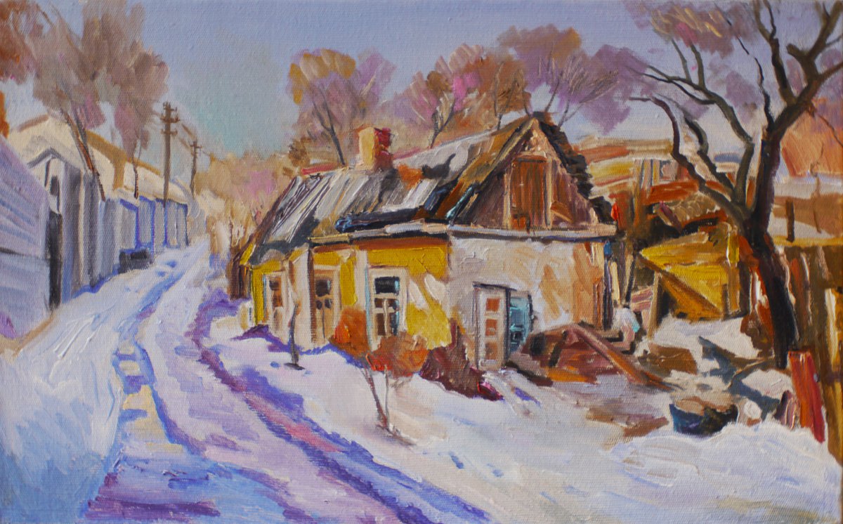 Impressionistic Cityscapes Oil Painting By Vyacheslav Onyshchenko, 26 X 16", March Day, Original Artwork