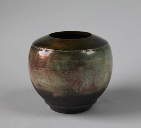 Raku Open Neck Vessel Autumn Lustres