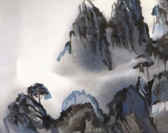 A painting a day #20 "Mountains in the mist"