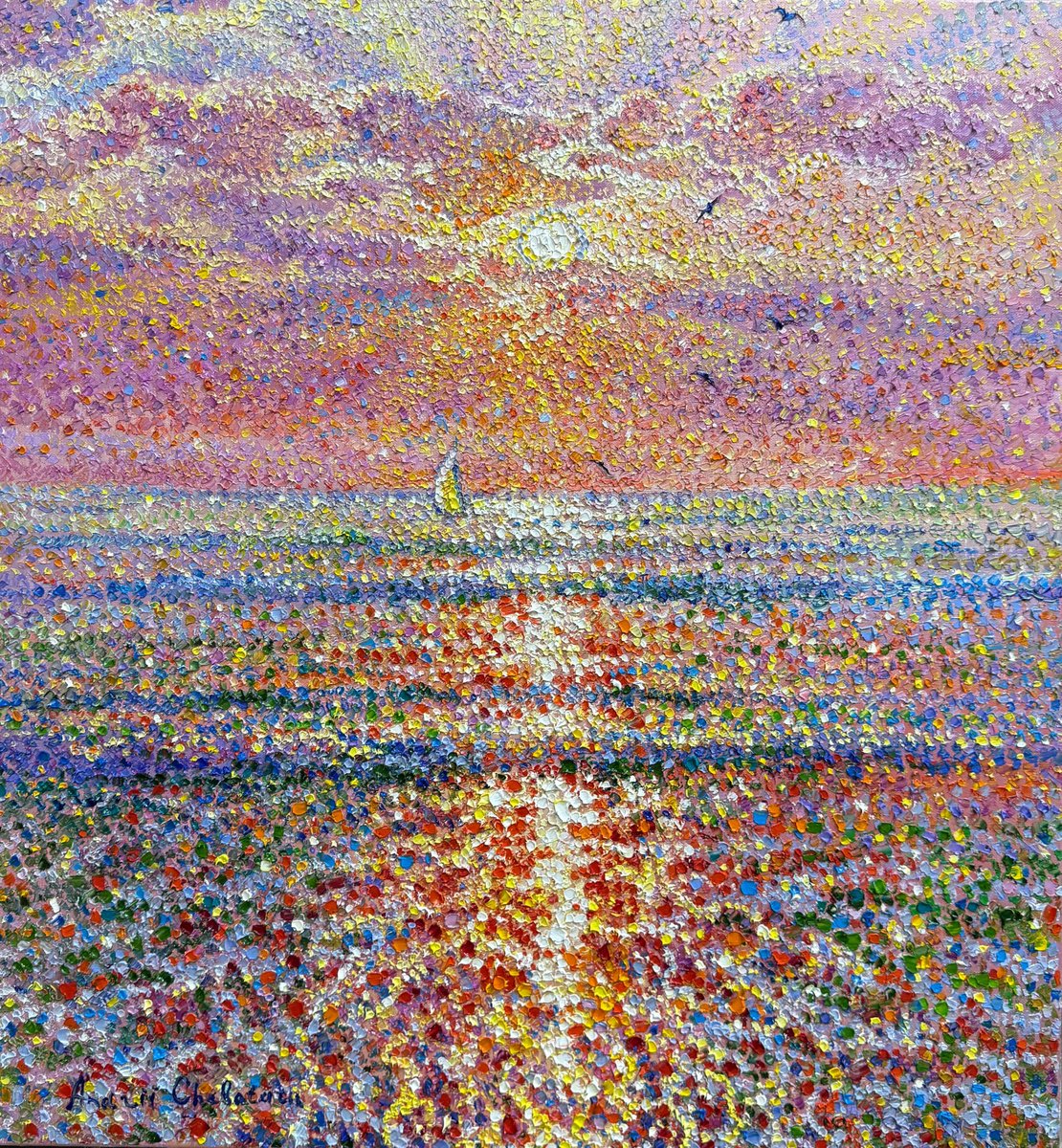 Impressionistic Landscape Oil Painting By Andrii Chebotaru, 26 X 28, Breath Of Freedom, Original Artwork