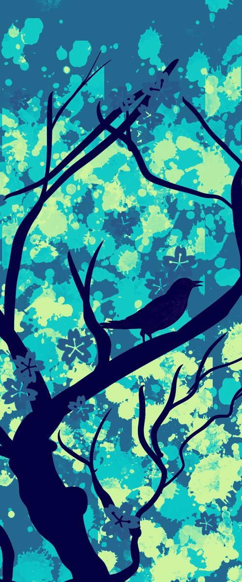 Blossom Tree Bird bird art prints uk by Stuart Wright