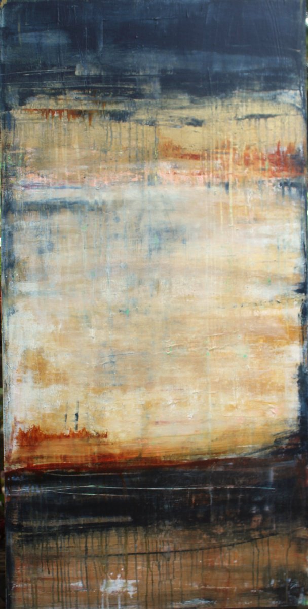 Organic Abstract Acrylic Painting By Laura Spring, 24 X 48", On The Surface 11, Original Artwork