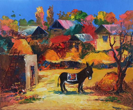 Rural scene (50x60cm oil painting, ready to hang)