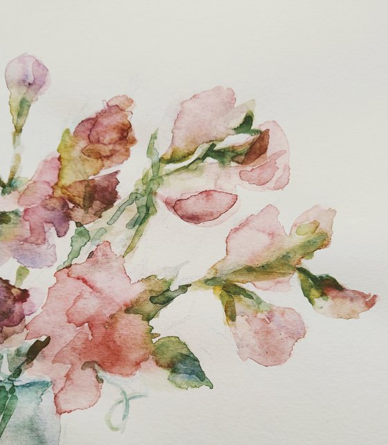 Sweet pea (Enchanting).  Original watercolour painting 2021