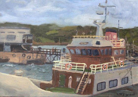 Boat in harbour, Penzance. An original oil painting.