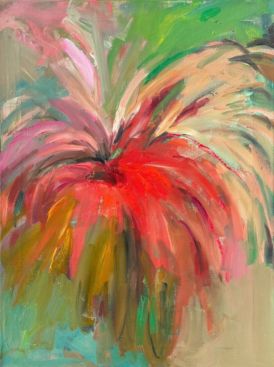 Organic Abstract Oil Painting By Arun Prem, 18 X 24, Blossom, Original Artwork