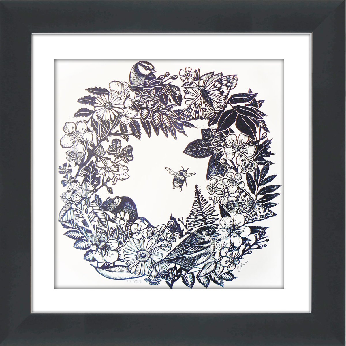 Illustrative Animal Linocut By Carolynne Coulson, 19 X 19, Eternity, Original Artwork