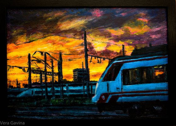 Trenes al atardecer