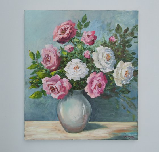 Roses in a vase.