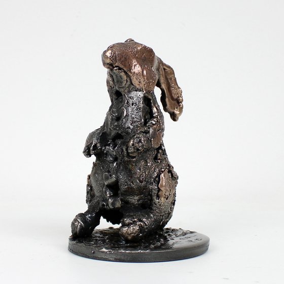 Rabbit 16-22 - Metal animal sculpture - bronze and steel lace