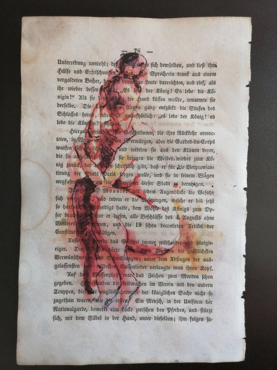 Unique print on antique book page 15x23cm. Art Print Retro Art Print. Small format gift. Nude art vintage. Upcycling wall decoration