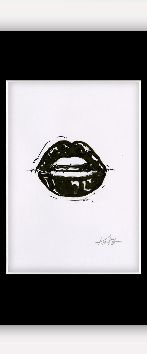 Sexy Lips 9 - Original Minimalist Ink Illustration by Kathy Morton Stanion by Kathy Morton Stanion