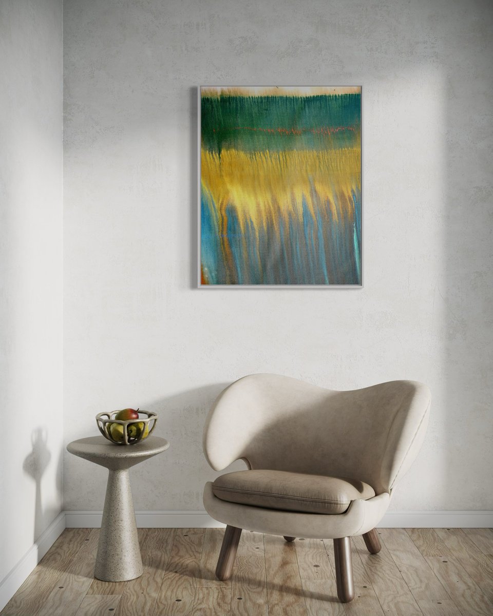 Abstract Acrylic Painting By Sumit Mehndiratta, 27 X 35", Mud Slide, Original Artwork