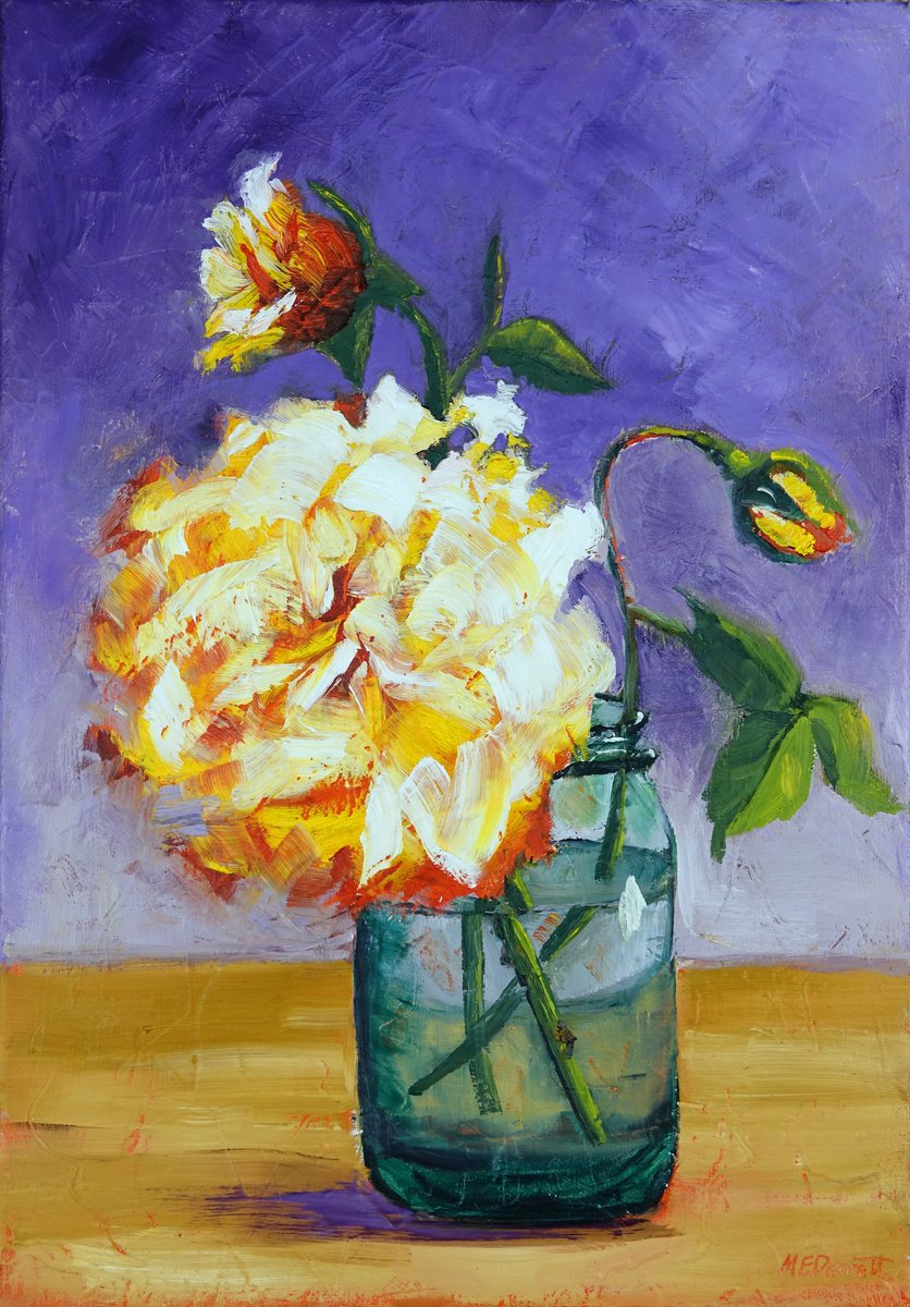 Yellow Rose in a Jar by Marion Derrett