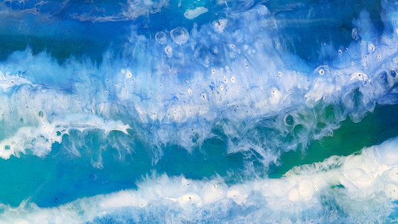 Abstract Fluid original artwork, painting Sea Surf, sea waves, coast
