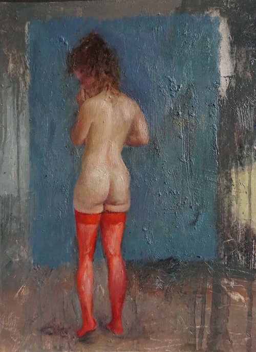 Little doubt in red stockings by Manuel Leonardi