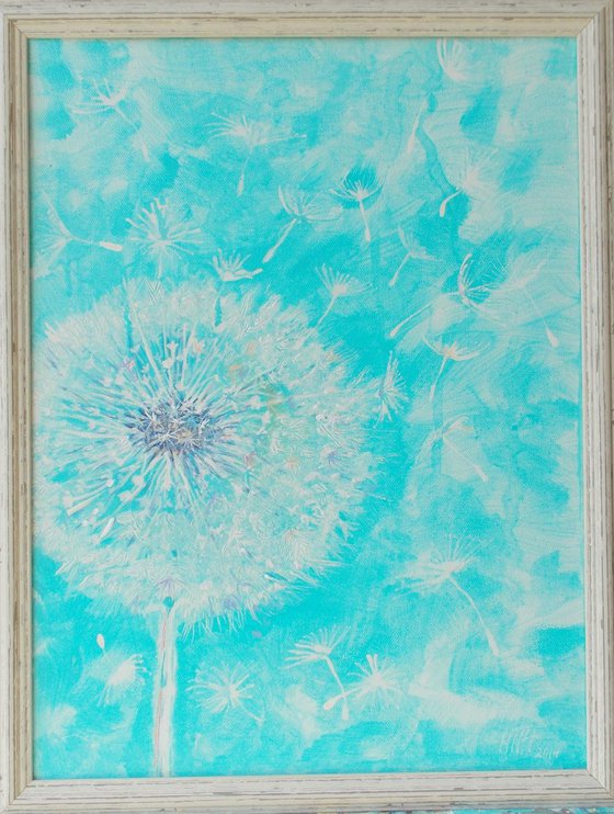 Dandelion  small original gift with frame