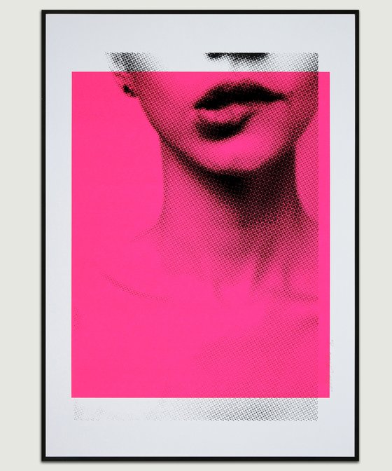 Biting lip in Neon Pink