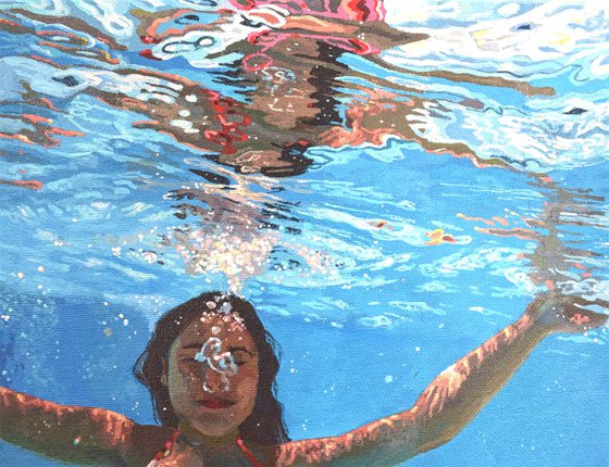 Underneath VII - Miniature swimming painting