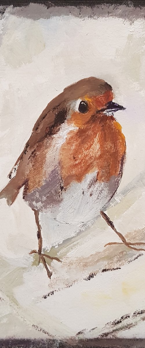 Robin in winter by Jane Elsworth