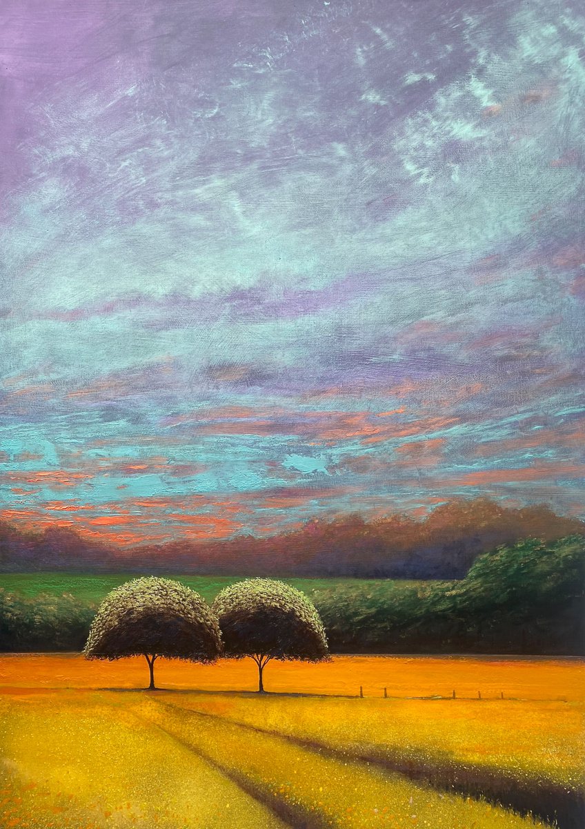 2 Trees Solaris Sunset by Simon Jones