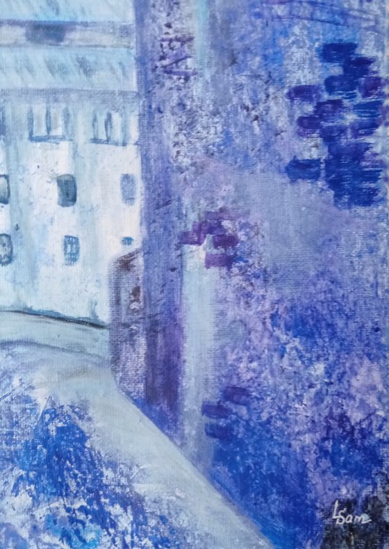 Blue dusk in the Spanish town