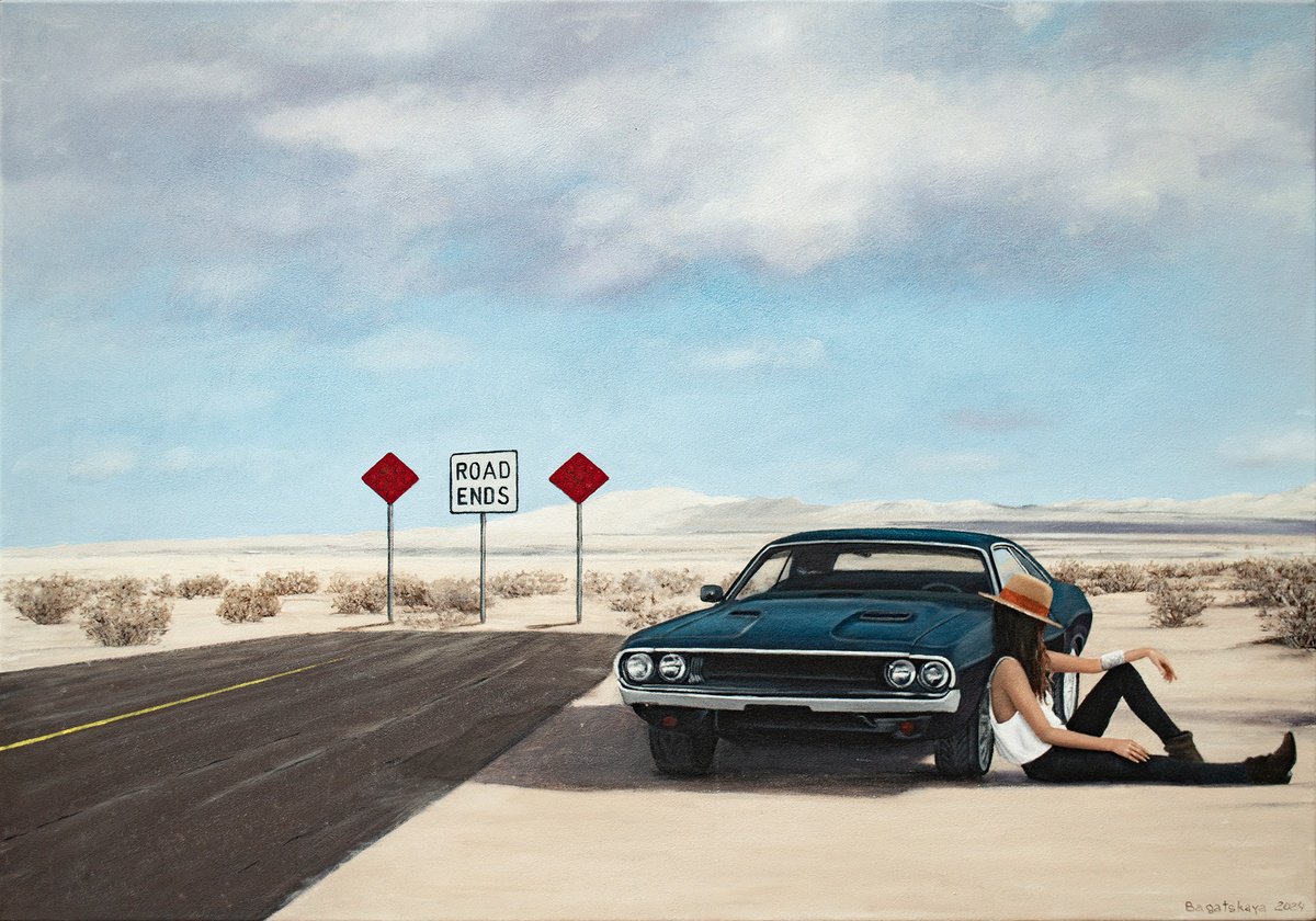 Photorealistic Portrait Acrylic Painting By Nataliya Bagatskaya, 39 X 28", The Beginning Of The Road, Original Artwork