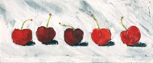 Cherries... /  ORIGINAL OIL PAINTING by Salana Art Gallery