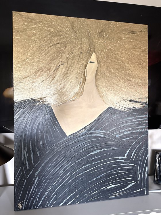 "Doree " - Gold Figurative Portrait