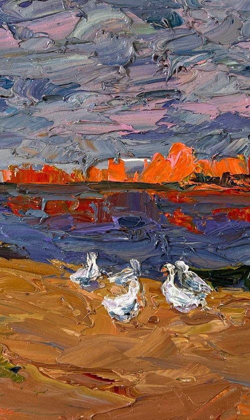 Geese in the Yard by Boris Serdyuk