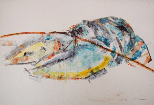 Lobster H 2/3 monoprint by Michelle Parsons